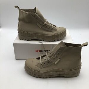 Superga 2469 Alpina Wave Tape Canvas WR Boots Total Grey Fossil Mens Size 7.5